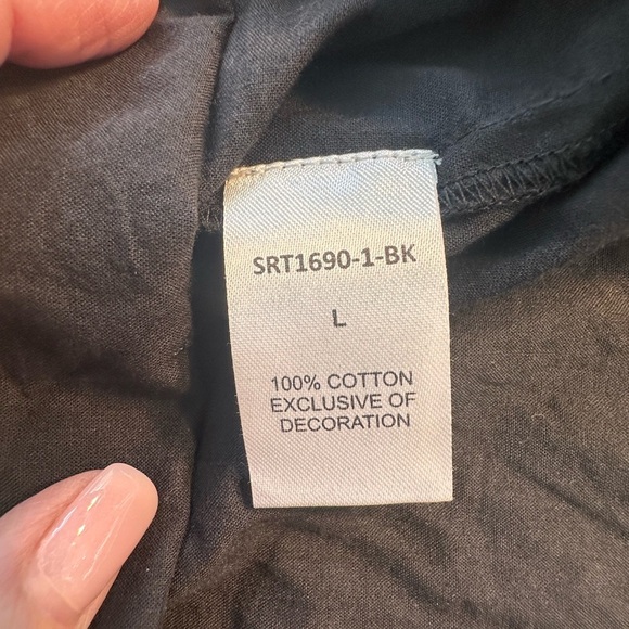 THML Black Boho Top W/Puffy Shirt Sleeves & Embroidery Sz Large Eclectic Preppy - Picture 7 of 10